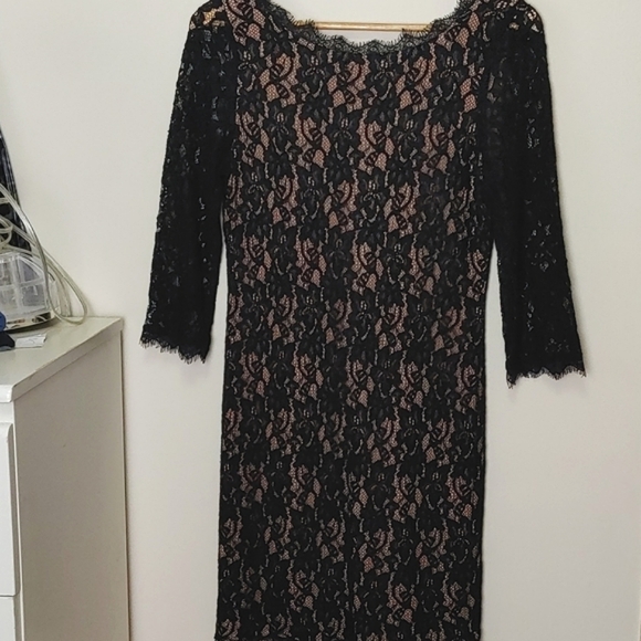 Aritzia Babaton Black Dress 10 Lace Nude lining - Picture 2 of 11